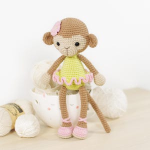 Crochet Monkey Pattern - Amigurumi Ballerina - DIY Stuffed Animal Tutorial - Printable PDF in English