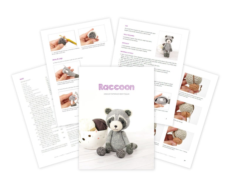 Raccoon Crochet Pattern Amigurumi Pattern and Tutorial with Step-by-Step Photos image 8