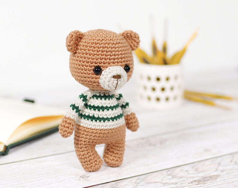Crochet Pattern Little Amigurumi Teddy Bear in a Stripy Sweater image 7