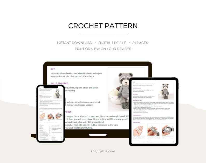 Raccoon Crochet Pattern Amigurumi Pattern and Tutorial with Step-by-Step Photos image 9