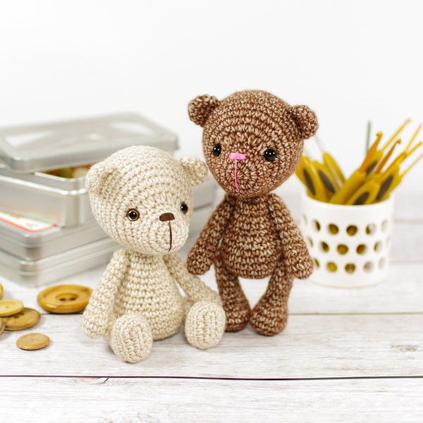 Small Teddy Bear Crochet Pattern - Amigurumi Teddy Bear Pattern and Tutorial with Step-by-Step Photos - PDF in English