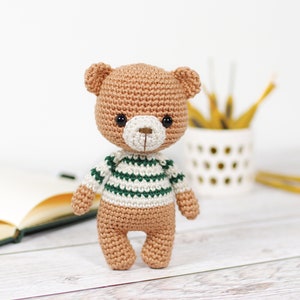 Crochet Pattern Little Amigurumi Teddy Bear in a Stripy Sweater image 2