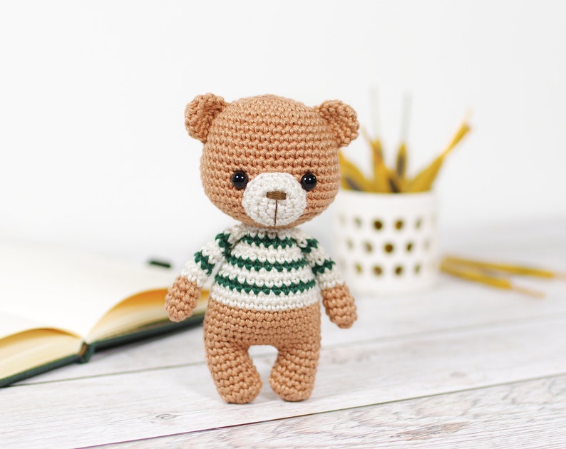 Crochet Pattern Little Amigurumi Teddy Bear in a Stripy Sweater image 2