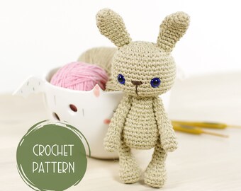 Crochet Bunny Pattern - Small Amigurumi Rabbit with Jointed Arms and Legs - PDF in English