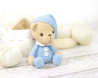PATTERN: Small Teddy Bear in Pajamas - Amigurumi Crochet Pattern and Tutorial with Photos