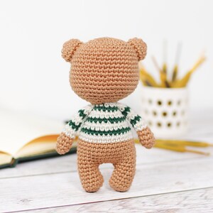 Crochet Pattern Little Amigurumi Teddy Bear in a Stripy Sweater image 6