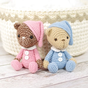 Crochet Bear Pattern - Small Teddy Bear in Pajamas - Amigurumi Crochet Pattern and Tutorial with Photos