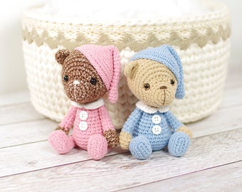 Crochet Bear Pattern - Small Teddy Bear in Pajamas - Amigurumi Crochet Pattern and Tutorial with Photos