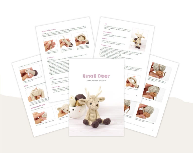 Small Deer Crochet Pattern Amigurumi Stuffed Animal Pattern and