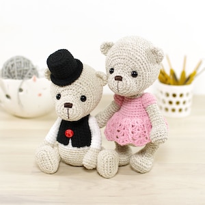Crochet Pattern - Teddy Bear Couple - Amigurumi Bear Pattern and Tutorial with Step-by-Step Photos