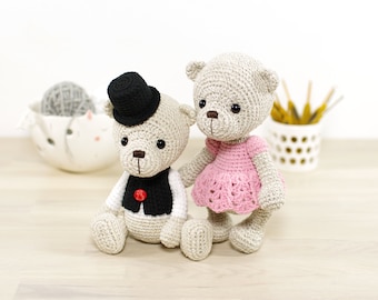 Crochet Pattern - Teddy Bear Couple - Amigurumi Bear Pattern and Tutorial with Step-by-Step Photos
