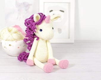 Unicorn Crochet Pattern - Amigurumi Animal Pattern and Tutorial with Photos - DIY Crochet Plushie