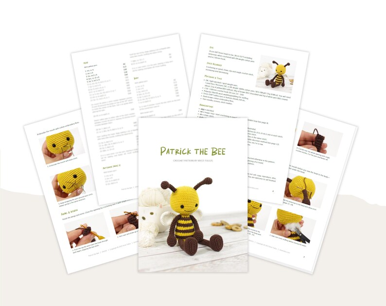 Amigurumi Bumble Bee Crochet Pattern - DIY Stuffed Animal Tutorial (PDF ...