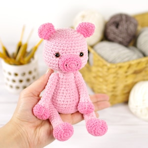 Crochet Pig Pattern - Amigurumi Stuffed Animal Pattern with Step-by-Step Photos - PDF in English