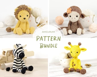Amigurumi Safari Animals Crochet Pattern Bundle (PDF in English)