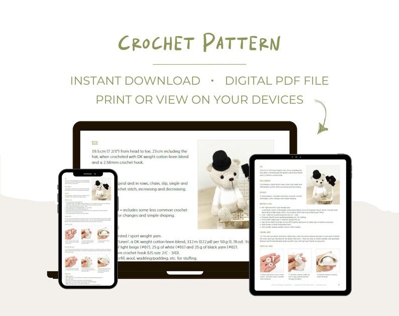 Crochet Bear Pattern - Amigurumi Teddy Bear Pattern and Tutorial - DIY Stuffed Animal image 8