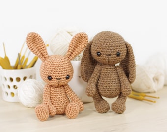 Crochet Bunny Pattern - Long-Ear Mini Amigurumi Rabbit - DIY Stuffed Animal Tutorial (PDF in English)