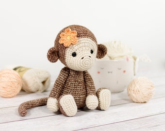 Crochet Monkey Pattern - Cute Amigurumi Animal Tutorial with Photos - Printable PDF in ENGLISH