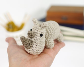 Crochet Rhino Pattern - Amigurumi Pattern and Tutorial - Miniature Stuffed Animal