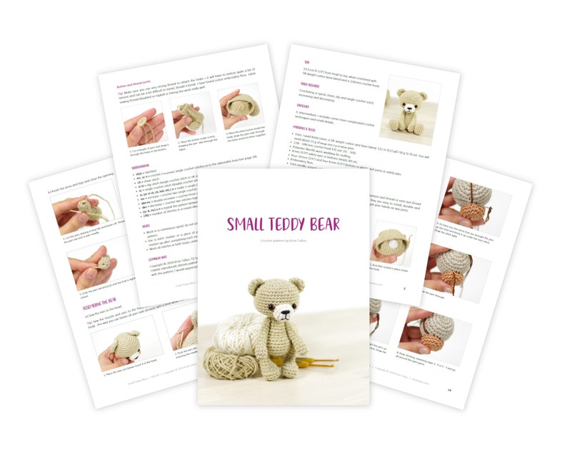 Crochet Teddy Bear Pattern Small Amigurumi Bear Pattern and Tutorial with Step-by-Step Photos PDF in English image 9