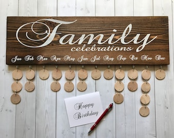 Family Celebrations Board with Natural Discs - Birthday Calendar - FC001N