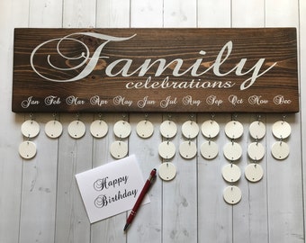 Handmade Family Birthday Board - Family Celebrations Board - Family Birthday Calendar - Celebration Board - Wall Hanging - FC001W - FB001W