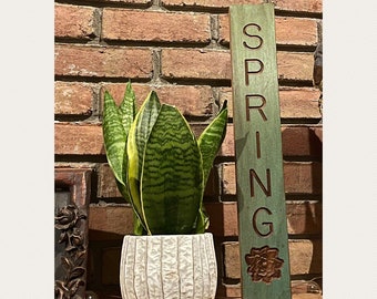 NEW BEGINNINGS SPRING sign with magnolia 3D Carving