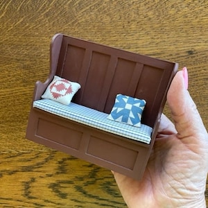 Miniature Wood Hall Bench - Dollhouse Entry Hall Bench - Miniature Dollhouse Furniture - Vintage Wood Dollhouse Furniture
