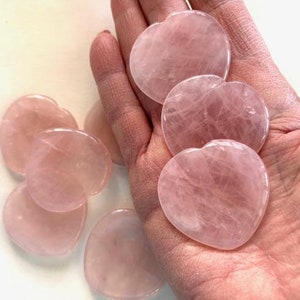 Rose Quartz Heart Worry Stone - Pink Crystal Heart Thumb Stone - Meditation, Soothing Stone