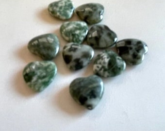 Jasper Gemstone 1/2" Hearts - Green Jasper Stone Mini Hearts - (10) Jasper Polychrome Crystal Hearts