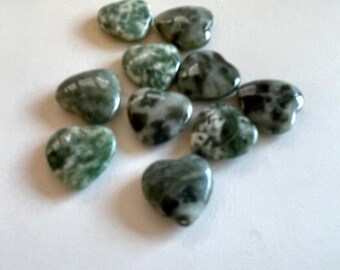 Jasper Gemstone 1/2" Hearts - Green Jasper Stone Mini Hearts - (10) Jasper Polychrome Crystal Hearts