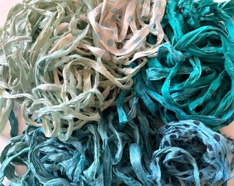 Recycled Sari Silk Ribbon - Silk Sari Ribbon - Multi Sari Ribbon Strips