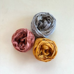 Recycled Sari Silk Ribbon - Sari Silk Ribbon - Mauve, Gray, Gold, 5 Yards Each, 15 Yards Total