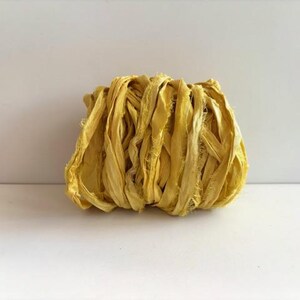 Silk Sari Ribbon - Recycled Sari Silk Ribbon - Goldenrod, 10 Yards Journaling Ribbon