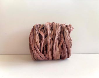 Ruban de soie sari 10 yds - Ruban de soie sari recyclé - Ruban de journalisation mauve, bandes de ruban Sari