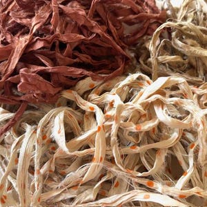 Wstążka jedwabna do sari - Wstążka jedwabna z recyklingu - Wielokolorowe skrawki wstążki do sari