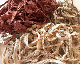Sari Silk Ribbon - Recycled Silk Sari Ribbon - Multi Colored Sari Ribbon Scraps