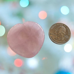 Rose Quartz Heart Worry Stone Pink Crystal Worry Stone Meditation, Soothing Stone image 2