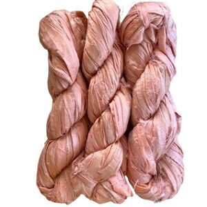 Peach Sari Silk Ribbon Recycled Silk Sari Ribbon 10 Yds Sari Fabric Ribbon image 2