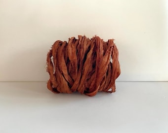 Silk Sari Ribbon - Recycled Sari Silk Ribbon - Rust, 10 Yards Journaling Ribbon