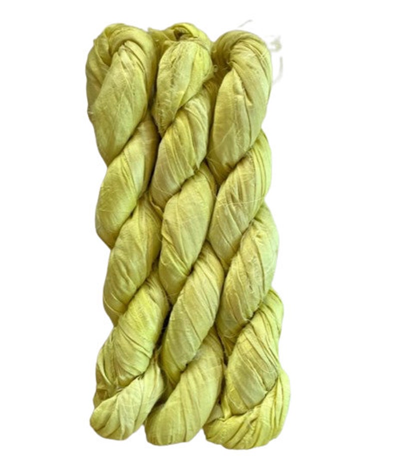 Silk Sari Ribbon Recycled Sari Silk Ribbon Yellow, 10 Yards Journaling Ribbon image 2