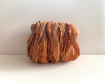 Recycled Sari Silk Ribbon - Sari Silk Ribbon Yardage - Terra Cotta, 10 Yds Fiber Art Ribbon