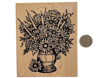 Floral Bouquet Rubber Stamp - Large Flower Rubber Stamp - Scrapbooking Supplies