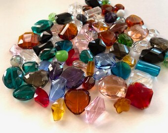 Multi Color Crystals - Faceted Glass Crystal Beads - Medium & Large Glass Crystals - Sun Catcher Crystals