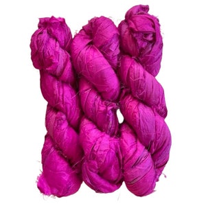 Sari Silk Ribbon Recycled Silk Sari Ribbon Pink Ombre, Hot Pink, Dark Pink, 5 Yds Each, 15 Yds Total image 5