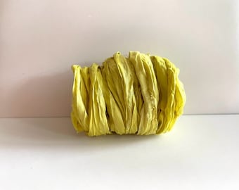 Silk Sari Ribbon - Recycled Sari Silk Ribbon - Yellow, 10 Yards Journaling Ribbon