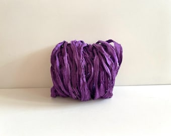 Sari Silk Ribbon - Recycled Sari Silk Ribbon - 10 Yards Purple Journaling Ribbon
