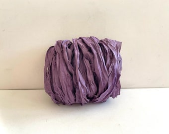 Grape Sari Silk Ribbon - Recycled Sari Silk - 10 Yards, Sari Silk Yardage