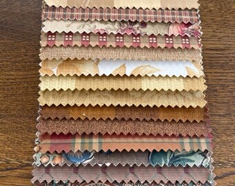 Vintage Fabric Samples - Fabric Swatches, Shades of Gold & Brown - Ephemera