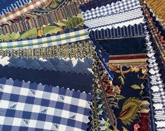 Vintage Fabric Samples - Fabric Swatches, Shades of Dark Blue - Ephemera